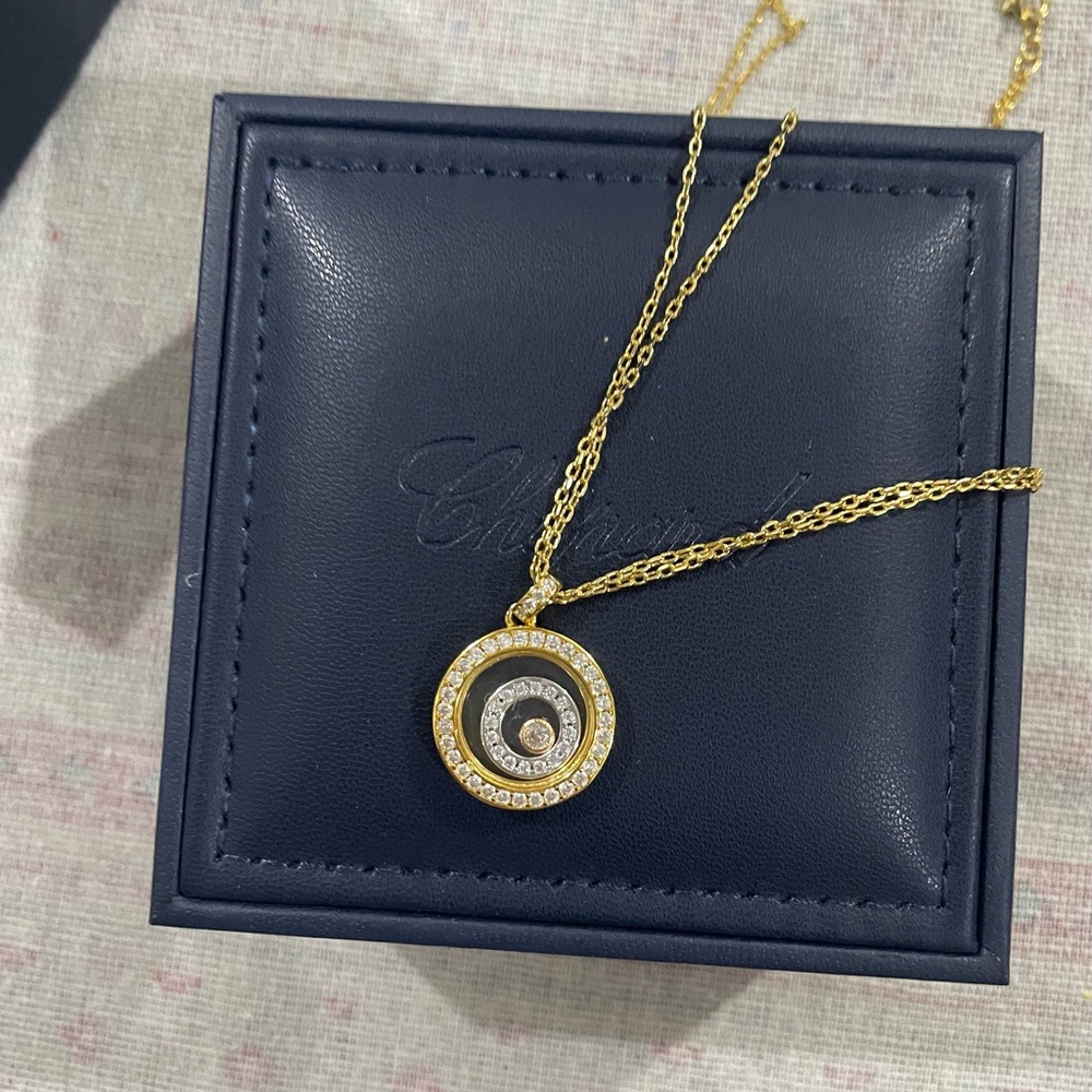 Chopard Gold and Crystal Circular Pendant Necklace - Picture 6 of 14
